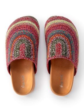 The Sak Bolinas Handwoven Multicolor Sunset Stripe Colorway Crochet Mules 10
